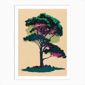 Cedar Tree Colourful Illustration 4 Art Print