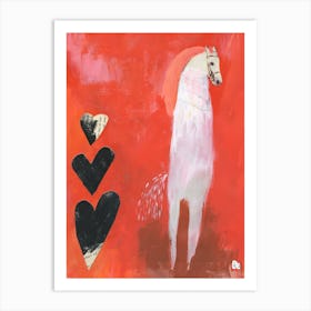 Horse Hearts With Love Collage Painting  Art Print