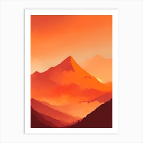 Misty Mountains Vertical Composition In Orange Tone 366 Art Print