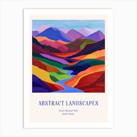 Colourful Abstract Denali National Park Usa 3 Poster Blue Art Print