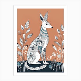 Kangaroo folk art, 1135 Art Print