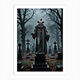 Freaky Clown Terror at Midnight: The Grinning Specter Art Print