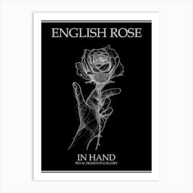 English Rose In Hand Line Drawing 1 Poster Inverted Art Print