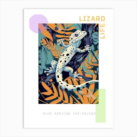 Blue African Fat Tailed Gecko Abstract Modern Illustration 1 Poster Art Print