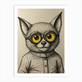 Cat With Goggles 2 Art Print