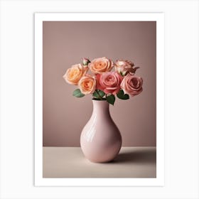 A Vase Of Pink Roses 54 Art Print