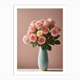 A Vase Of Pink Roses 43 Art Print