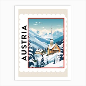 Retro Winter Stamp Poster Hallstatt Austria 2 Art Print