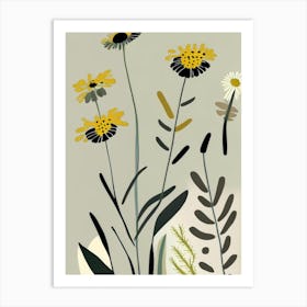 Sneezeweed Wildflower Modern Muted Colours 1 Art Print