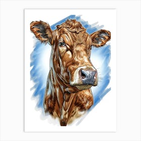 Cow Head Illustration Art Print