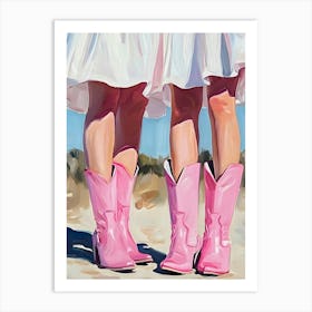 Two Girls In Pink Cowboy Boots 3 Art Print