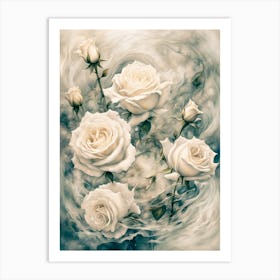 White Roses - Ai Art Print