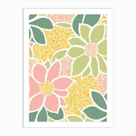 Cypress Pastel Floral 4 Flower Art Print