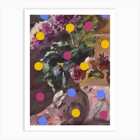 Classic Vase of Flowers And Dots Art Print