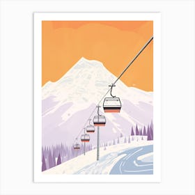 Cortina D Ampezzo   Italy, Ski Resort Pastel Colours Illustration 2 Art Print