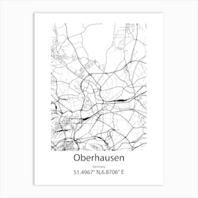 Oberhausen,Germany Minimalist Map Art Print