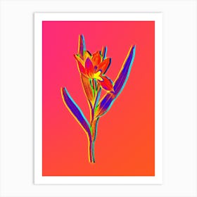 Neon Tulipa Oculus Colis Botanical in Hot Pink and Electric Blue Art Print