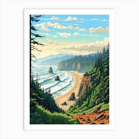 Cannon Beach Washington Retro Pop Art 9 Art Print