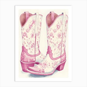 Pink Cowboy Boots 10 Art Print