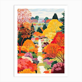 Gardens Of The Palace Of Versailles, France In Autumn Fall Illustration 3 Art Print