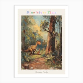 Dinosaur & Baby Dinosaur Storybook Painting 1 Poster Art Print