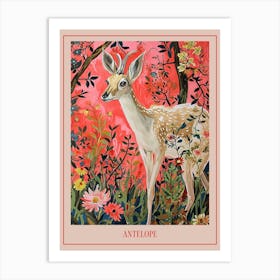 Floral Animal Painting Antelope 1 Poster Art Print