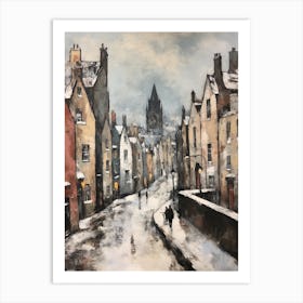 Vintage Winter Painting Edinburgh Scotland 3 Art Print