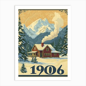 Aihrgdesign A Vintage Travel Poster Of A Cozy Mountain Lodge 2 Art Print