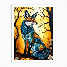 Stained Glass Fox 6 Art Print