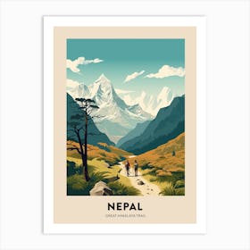 Great Himalaya Trail Nepal 2 Vintage Hiking Travel Poster Art Print