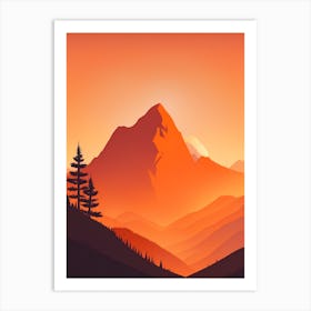 Misty Mountains Vertical Composition In Orange Tone 207 Art Print