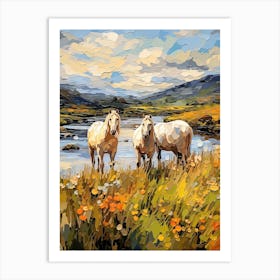 Horses Painting In Lake District, England 1 Art Print
