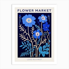 Blue Flower Market Poster Nigella Love In A Mist 2 Art Print