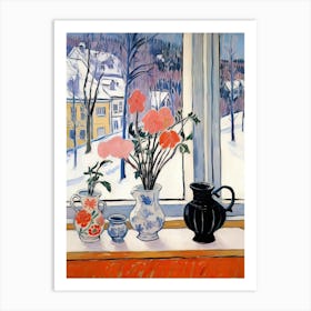 The Windowsill Of Lillehammer   Norway Snow Inspired By Matisse 4 Art Print