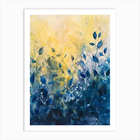 Blue And Yellow Watercolor Painting 1 Art Print