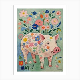 Floral Pig no1 Art Print