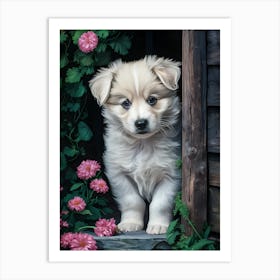 Puppy In The Garden 1 Art Print