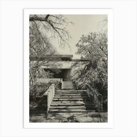 The Blanton Museum Of Art Austin Texas Black And White Drawing 2 Art Print