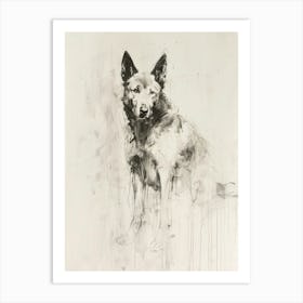 Canaan Dog Charcoal Line 2 Art Print