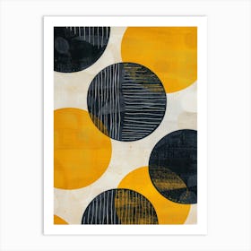 Yellow And Black Circles Art Print