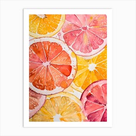 Watercolor Of Oranges And Grapefruits Art Print