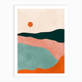 Watercolor sunset landscape 9 Art Print