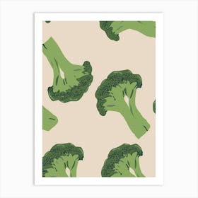 Broccoli Pattern Illustration  Art Print