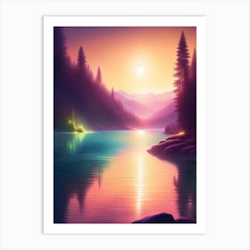 Sunset In The Forest Art Print