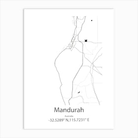 Mandurah,Australia Minimalist Map Art Print