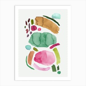 Abstract Watercolour Minimal Pink Green Art Print