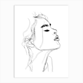 Woman'S Face Minimalist One Line Illustration Art Print