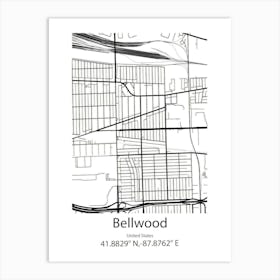 Bellwood,United States Minimalist Map Art Print