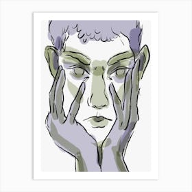 Man With His Hands On His Face Art Print