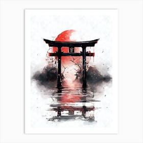 Aesthetic Japanese Shinto Shrine Torii Gate Ink 2 Art Print